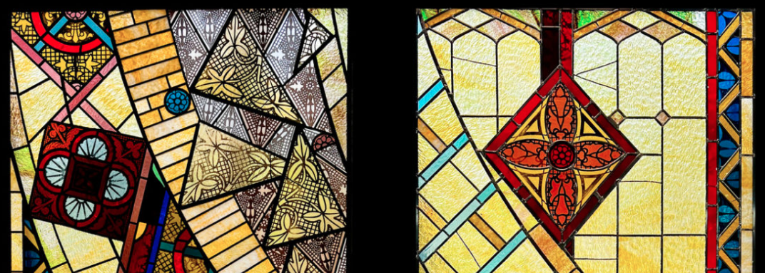 Featured image for “Adaptive Re-Use of Old Stained Glass to Create New “Glass Quilt””